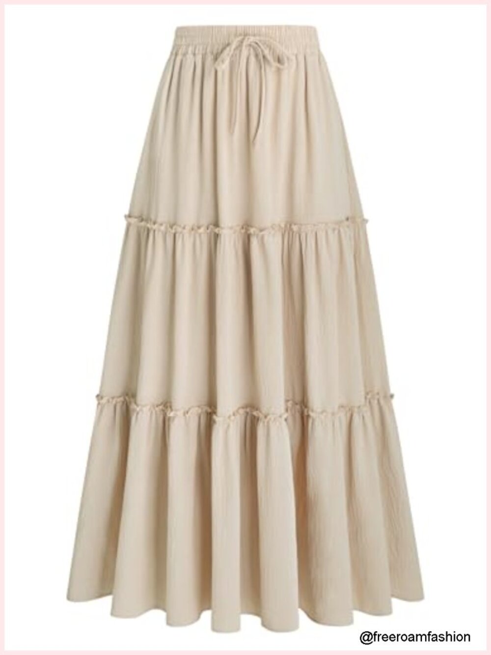 Women's Maxi Skirt High Waist Pleated Ruffle Long Flowy Boho Beach Skirt with